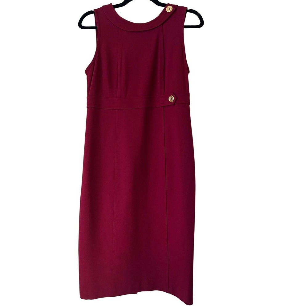 Talbots‎ Sleeveless Sheath Dress Gold Button Detail Wine Red Women's Sz 4 NWOT